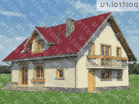 A-280-1P проект одноэтажного дома из пеноблоков с мансардой и гаражом размером 9 на 12  - вид сзади