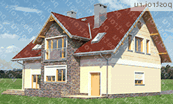 A-299-1K проект одноэтажного дома из кирпича с мансардой и гаражом размером 11 на 14 - вид слева A-299-1K проект одноэтажного дома из кирпича с мансардой и гаражом размером 11 на 14 - вид слева