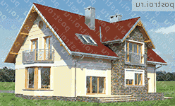 A-299-1K проект одноэтажного дома из кирпича с мансардой и гаражом размером 11 на 14 - вид сзади A-299-1K проект одноэтажного дома из кирпича с мансардой и гаражом размером 11 на 14 - вид сзади