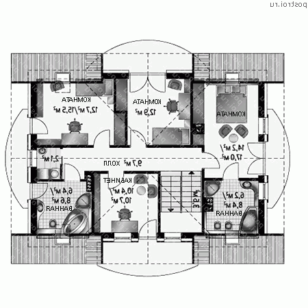 A-319-1P проект одноэтажного дома из пеноблоков с мансардой размером 11 на 13  - мансарда