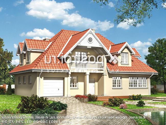 A-349-1K проект одноэтажного коттеджа из кирпича с мансардой и гаражом размером 10 на 16 