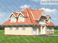 A-349-1K проект одноэтажного коттеджа из кирпича с мансардой и гаражом размером 10 на 16  - вид справа