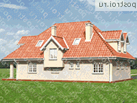 A-349-1K проект одноэтажного коттеджа из кирпича с мансардой и гаражом размером 10 на 16  - вид сзади