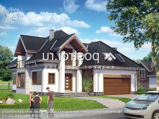 A-357-1P проект одноэтажного дома из газобетона с мансардой и гаражом размером 16 на 12 