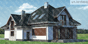 A-357-1P проект одноэтажного дома из газобетона с мансардой и гаражом размером 16 на 12  - вид сзади