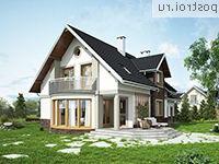 A-365-1P проект одноэтажного коттеджа из пеноблоков с мансардой и гаражом размером 11 на 19 