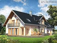 A-365-1P проект одноэтажного коттеджа из пеноблоков с мансардой и гаражом размером 11 на 19 
