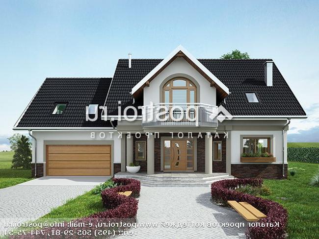 A-365-1P проект одноэтажного коттеджа из пеноблоков с мансардой и гаражом размером 11 на 19 