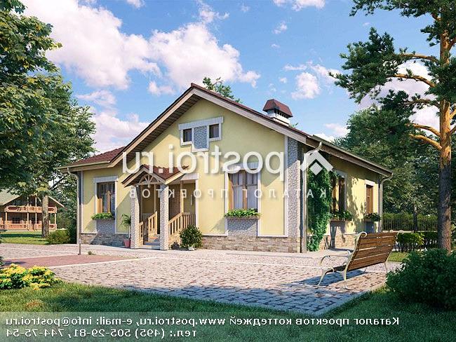 B-090-1P проект одноэтажного коттеджа из пеноблока размером 12 на 12 