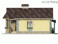 B-090-1P проект одноэтажного коттеджа из пеноблока размером 12 на 12  - вид справа