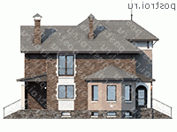 B-287-1P проект двухэтажного дома из пеноблоков с цоколем размером 14 на 10 - вид справа B-287-1P проект двухэтажного дома из пеноблоков с цоколем размером 14 на 10 - вид справа
