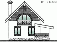 C-103-1K проект одноэтажного коттеджа из кирпича с мансардой размером 9 на 9  - вид сзади