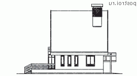 C-120-1P проект одноэтажного коттеджа из газобетона с мансардой и гаражом размером 8 на 8  - вид слева