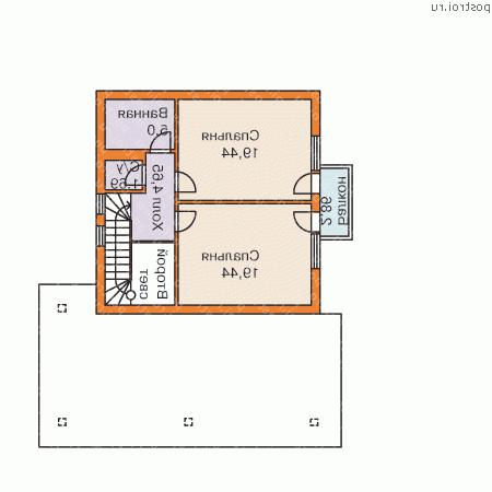 C-120-1P проект одноэтажного коттеджа из газобетона с мансардой и гаражом размером 8 на 8  - мансарда