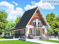 C-120-1P проект одноэтажного коттеджа из газобетона с мансардой и гаражом размером 8 на 8 