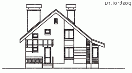 C-129-1P проект одноэтажного коттеджа из газобетона с мансардой размером 8 на 10  - вид спереди