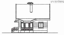 C-129-1P проект одноэтажного коттеджа из газобетона с мансардой размером 8 на 10  - вид слева