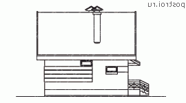 C-129-1P проект одноэтажного коттеджа из газобетона с мансардой размером 8 на 10  - вид справа