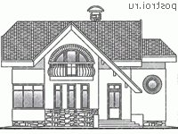C-131-1P проект одноэтажного дома из газобетона с мансардой размером 10 на 11 - вид спереди C-131-1P проект одноэтажного дома из газобетона с мансардой размером 10 на 11 - вид спереди
