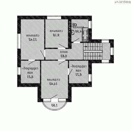C-131-1P проект одноэтажного дома из газобетона с мансардой размером 10 на 11 - мансарда C-131-1P проект одноэтажного дома из газобетона с мансардой размером 10 на 11 - мансарда