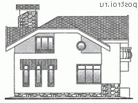 C-131-1P проект одноэтажного дома из газобетона с мансардой размером 10 на 11 - вид справа C-131-1P проект одноэтажного дома из газобетона с мансардой размером 10 на 11 - вид справа