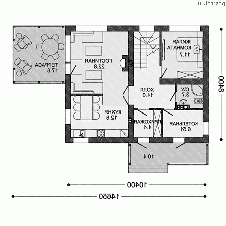 C-157-3P проект двухэтажного коттеджа из пеноблоков размером 8 на 10 - 1-й этаж C-157-3P проект двухэтажного коттеджа из пеноблоков размером 8 на 10 - 1-й этаж