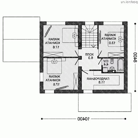 C-157-3P проект двухэтажного коттеджа из пеноблоков размером 8 на 10 - 2-й этаж C-157-3P проект двухэтажного коттеджа из пеноблоков размером 8 на 10 - 2-й этаж