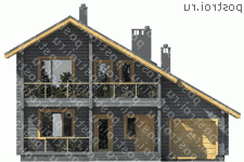 C-177-1D проект одноэтажного деревянного дома из бруса с мансардой и гаражом размером 13 на 12 - вид спереди C-177-1D проект одноэтажного деревянного дома из бруса с мансардой и гаражом размером 13 на 12 - вид спереди