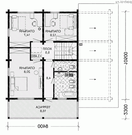 C-177-1D проект одноэтажного деревянного дома из бруса с мансардой и гаражом размером 13 на 12 - мансарда C-177-1D проект одноэтажного деревянного дома из бруса с мансардой и гаражом размером 13 на 12 - мансарда