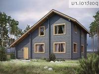 C-177-1D проект одноэтажного деревянного дома из бруса с мансардой и гаражом размером 13 на 12 