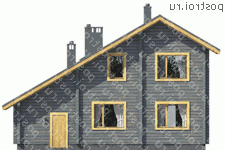 C-177-1D проект одноэтажного деревянного дома из бруса с мансардой и гаражом размером 13 на 12 - вид сзади C-177-1D проект одноэтажного деревянного дома из бруса с мансардой и гаражом размером 13 на 12 - вид сзади