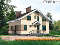 C-196-1K проект одноэтажного дома из кирпича с мансардой размером 12 на 10 