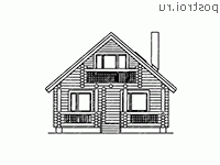 D-122-1D проект одноэтажного деревянного коттеджа из бревна с мансардой размером 7 на 11  - вид спереди