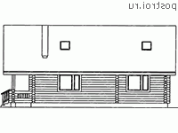 D-122-1D проект одноэтажного деревянного коттеджа из бревна с мансардой размером 7 на 11  - вид слева