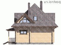 D-126-2D проект одноэтажного деревянного коттеджа из бруса с мансардой размером 9 на 9  - вид слева