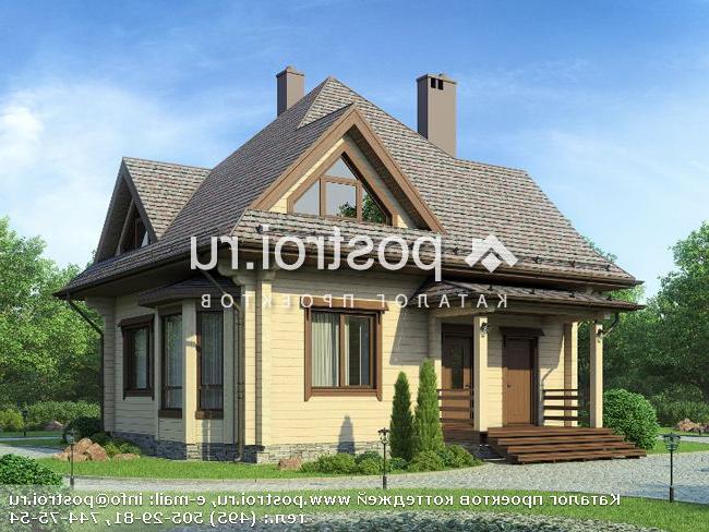 D-126-2D проект одноэтажного деревянного коттеджа из бруса с мансардой размером 9 на 9 