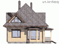 D-126-2D проект одноэтажного деревянного коттеджа из бруса с мансардой размером 9 на 9  - вид справа