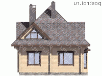 D-126-2D проект одноэтажного деревянного коттеджа из бруса с мансардой размером 9 на 9  - вид сзади