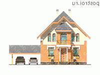 D-139-1P проект двухэтажного дома из газобетона с гаражом размером 17 на 15  - вид спереди