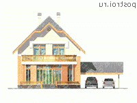 D-139-1P проект двухэтажного дома из газобетона с гаражом размером 17 на 15  - вид сзади