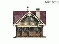 D-160-1D проект одноэтажного деревянного дома из бревна с мансардой размером 7 на 14  - вид слева