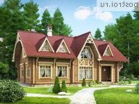 D-160-1D проект одноэтажного деревянного дома из бревна с мансардой размером 7 на 14 