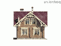 D-160-1D проект одноэтажного деревянного дома из бревна с мансардой размером 7 на 14  - вид справа