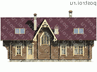 D-160-1D проект одноэтажного деревянного дома из бревна с мансардой размером 7 на 14  - вид сзади