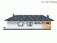 D-164-1P проект одноэтажного дома из пеноблоков размером 16 на 20  - вид слева