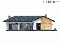 D-164-1P проект одноэтажного дома из пеноблоков размером 16 на 20  - вид справа