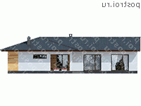 D-164-1P проект одноэтажного дома из пеноблоков размером 16 на 20  - вид сзади