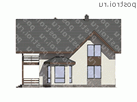 D-165-2P проект одноэтажного дома из пеноблоков с мансардой размером 11 на 11 - вид слева