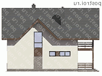D-165-2P проект одноэтажного дома из пеноблоков с мансардой размером 11 на 11 - вид справа