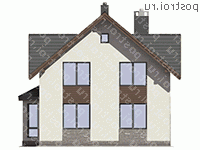 D-165-2P проект одноэтажного дома из пеноблоков с мансардой размером 11 на 11 - вид сзади